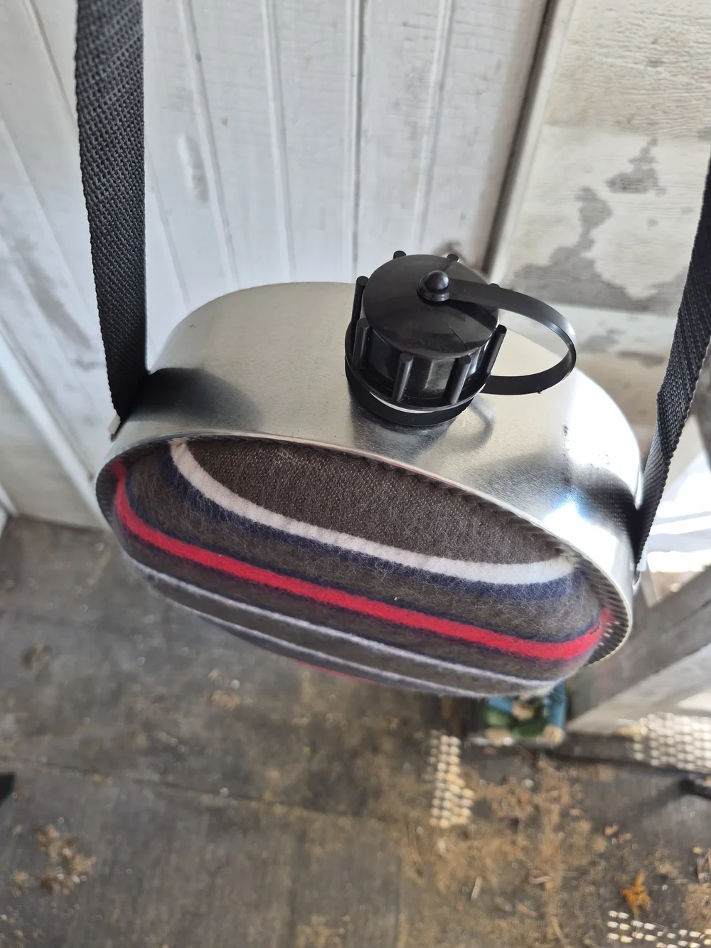 Striped Round Crossbody Canteen Bag - Brown & Red New - Picture 4 of 4